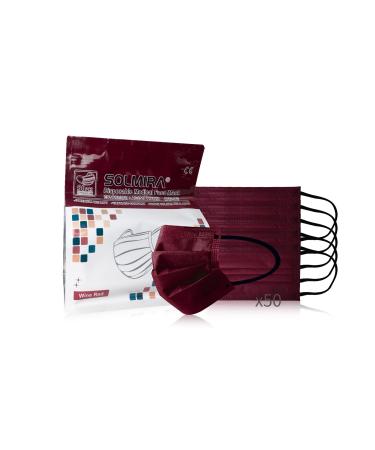 Medical Disposable Face Mask TYPE IIR 50 Units Red CE Certified BFE 98% EN 14683:2019+AC:2019