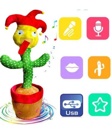 Dancing Cactus Toy - Interactive Plush Singing Cactus Repeats & Dances - USB Rechargeable - Fun Christmas Decor Piece - Buy Online on SooperMarket.com