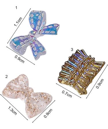 Buy SANWOOD 50Pc 3D Nail Art Bowknot Ornaments | Aurora Shiny Resin Glitter Rhinestones for DIY Manicure - International Shipping Available - Buy Online on SooperMarket.com