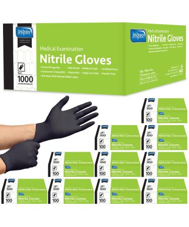 Inspire Black Nitrile Gloves | THE ORIGINAL Quality Black Gloves Disposable Latex Free | 4.5 Medical Gloves Cooking Gloves Large Nitrile Thick