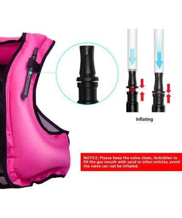 OMOUBOI Inflatable Snorkel Vest | Adult Swimming Jacket for Diving, Surfing & Water Sports (Pink) | 90-220lbs - Buy Online on SooperMarket.com