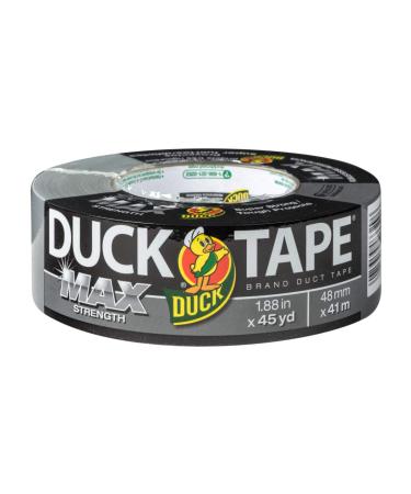 Duck Brand Max Strength Duct Tape, Silver, 1-Roll Pack, 1.88 Inch x 45 Yards, 240201 1-Pack, 1.88 Inch x 45 Yard