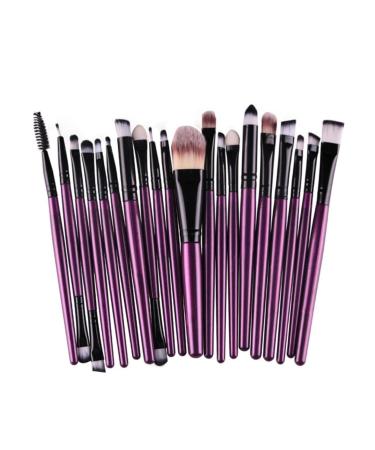 Angoily 20pc Makeup Purple Kit Make-up Tube Shadow Black Eye Toiletry Brush Tool Cosmetic Making Rod