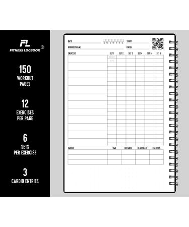 Fitness Logbook - Track 150 Workouts - A5 Undated Journal for Weight Loss, Muscle Gain, Gym Exercise - Durable Cover - For Men & Women - Buy Online on SooperMarket.com