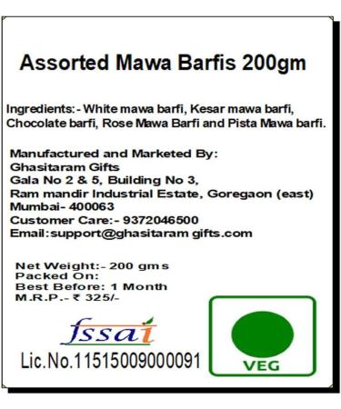 Ghasitaram Gifts Bhaidooj Gifts for Brothers - Assorted Mawa Barfis (200 GMS) - Buy Online on SooperMarket.com