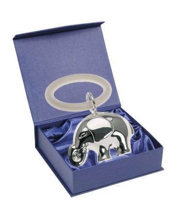 Silver jug children's rattles with bite ring elephant length 7 cm premium silver plated plated noble silver -plated in top workmanship.Completed to give away with a chic gift packaging