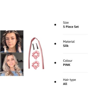 Upgrade Your Heatless Curls with DIY Curling Rod Headband - Soft Silk Ribbon Rollers for Long Medium Hair - Pink - Buy Online on SooperMarket.com