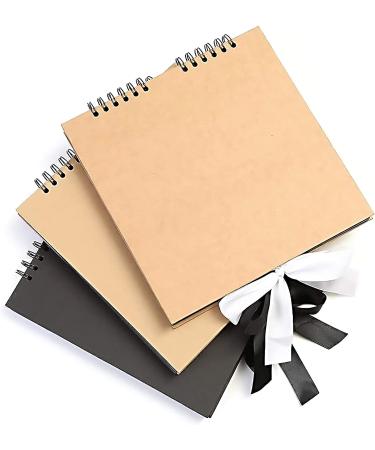 10x10 Inch DIY Scrapbook Album Black Hardcover Kraft 80 Pages - Family, Wedding, Anniversary, Baby First Memories - Black Paper Scrapbooking Album - Buy Online on SooperMarket.com