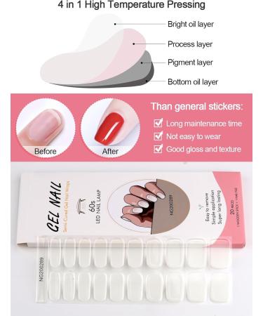 Kalolary 20PCS Nail Gel Polish Strips - White Transparent | Self-Adhesive Wrap Stickers for Cured Gel Nails | UV/LED Lamp Required - Buy Online on SooperMarket.com