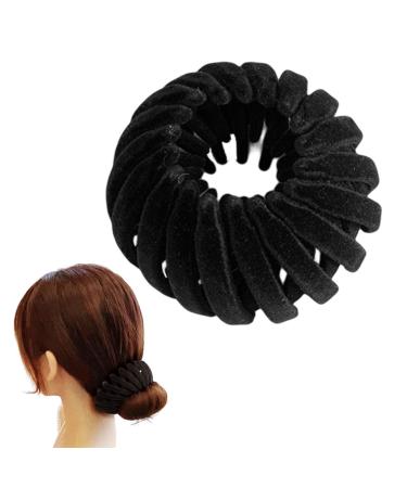 Hair Ring Bun - Sorcery Hair Clamp Avian roosts Styled Clips | Non-Skid Design Mobile roosts Plate Hairpin Expandable Ponytail Holder Hair Ornaments for Ladies Females 5.5 Inches Black
