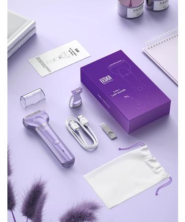 EESKA Bikini Trimmer for Women - 2-in-1 Electric Lady Clipper for Painless Hair Removal - Rechargeable IPX7 Waterproof Shaver - Purple - Buy Online on SooperMarket.com
