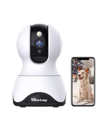 Pet Camera, Vimtag 1080P Pet Cam,360 Pan/Tilt View Angel with Two Way Audio, Dog Camera with Phone APP, Motion Tracking Alarm,Night Vision,24/7 Recording with Cloud/Local SD, Smart Home Indoor Cam AWhite