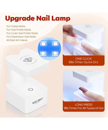 Modelones Nail Tips and Glue Gel Kit - 4 in 1 Nail Glue, Base Gel, Ultra-Portable Lamp, 500 Coffin Nails - Acrylic DIY Nail Art Tools for Gel Extensions - Nude/Clear - Buy Online on SooperMarket.com