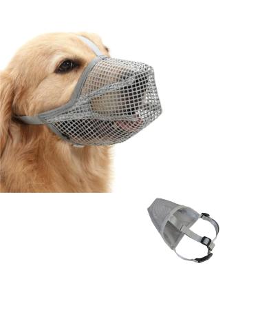 Muzzle for dogs breathable mesh muzzle for large dogs muzzle medium dogs adjustable dog naulks for small medium -sized and large prevents biting chewing and barking (gray l)