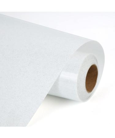 SHOMKIEE White Glitter HTV Heat Transfer Vinyl Rolls 12inch by 6feet PU Stretch Iron on Vinyl for T-Shirt for Silhouette and Cameo (5Ft  Z1-Glitter White) 6Ft Z1-Glitter White