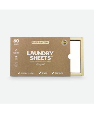 up to 120 Loads - Made in Sweden - 60 Sheets - the Original - Laundry Detergent Sheets - Fragrance Free - no Plastic - Eco-Friendly