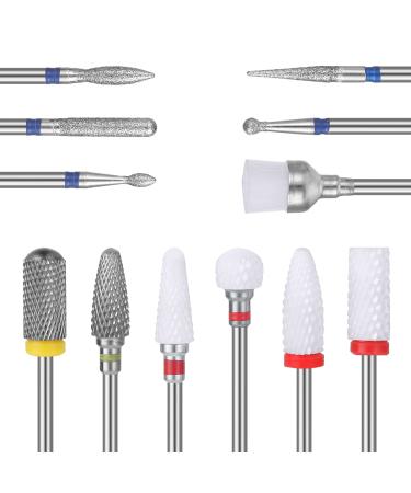 SPHTHPY 12PCS Nail miller attachments Professional ceramic tungsten alloy nail milling milling milling milling milling milling milling cutter Geln gel Accessories gel acrylic nail skin for manicure pedicure
