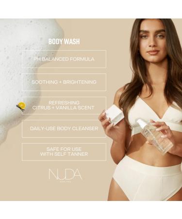 Nuda Body Wash | Sulfate & Paraben Free Self-Tan Aftercare Cleanser | Long-Lasting Streak-Free Tan | Antioxidants Vanilla & Lemon Extract | 250 mL with Pump - Buy Online on SooperMarket.com