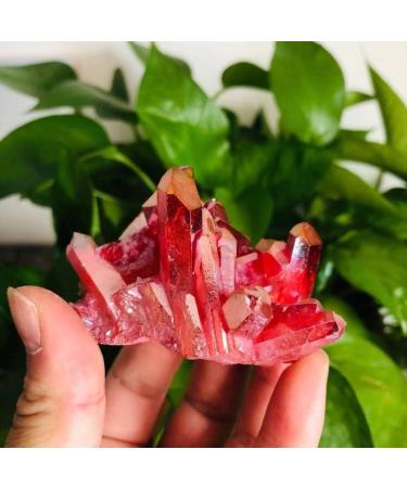 100g-200g Small Size Natural Red Aura Quartz Crystal Stone Geode Cluster 1pc Suitable for Home HOMEZHOU (Color : 1pc 145g-180g) - Buy Online on SooperMarket.com