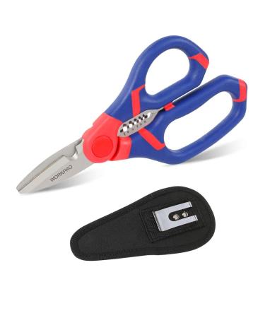 WORKPRO Electricians Scissors & Wire Cutter Stripper 2-in-1 Multi-Function Shears 152mm/6-inch Bi-Material Soft Handle