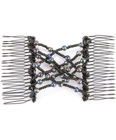 BORDSTRACT Magic Hair Comb Elastic Beaded Double Comb Hair Clip for Long Lasting Updo Popular Hairstyles (Black) Random - Buy Online on SooperMarket.com