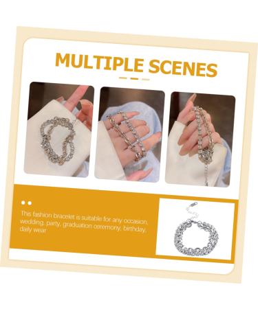 PACKOVE 2pcs Rhinestone Bracelet Wrist Bracelet Delicate Bracelet Girls Bracelet Women Bracelets Layering Bracelets Chain Bracelet Personalized Bracelet Charm Alloy Miss Chained - Buy Online on SooperMarket.com
