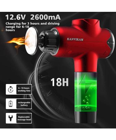 Deep Tissue Heated Massage Gun with Adjustable Temperature and 20 Speeds - Muscle Massager for Post-Workout Pain Relief in Gym, Home, Outdoors - Red - Buy Online on SooperMarket.com