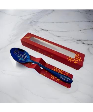 Premium Hot Chocolate Spoon with Christmas 2023 Gift Box - 15cm Size - Available in Silver Gold Rose Gold Black Blue Rainbow and Purple - Holiday xnas Gift - Buy Online on SooperMarket.com