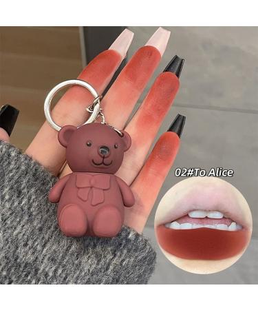 3Pcs Keychain Bear Lipsticks - Cute 2 in 1 Matte Velvet Lipgloss Set for Long-Lasting Moisturizing Lip Color - Waterproof Beauty Makeup with Keychain - (01+02+06) - Buy Online on SooperMarket.com
