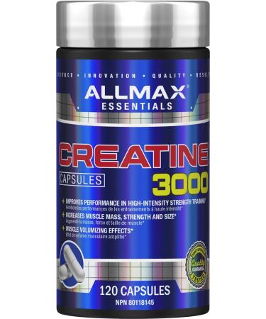 ALLMAX Nutrition - Creatine 3000 Creatine Monohydrate Capsules for Strength and Muscle Recovery Gluten Free & Fast Absorbing 3000 mg 120 Capsules