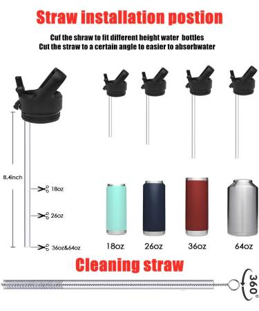 AIPENQ Straw Cap for YETI and RTIC Bottles - Black | Includes 2 Straws and 2 Brushes - Buy Online on SooperMarket.com