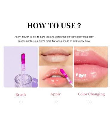 Color Changing Lip Gloss - 5 Color Flower Lip Oil for Hydration & Plumpness | Long Lasting Gloss for Women & Girls - Buy Online on SooperMarket.com