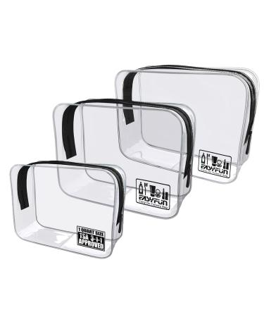 TSA Approved Toiletry Bag Clear Quart Bag Travel Makeup Bags 3 PCS Travel Accessories Small Cosmetic Pouch With Zipper Carry On Airport Airline Quart Size For Men Women Black Pack of 3