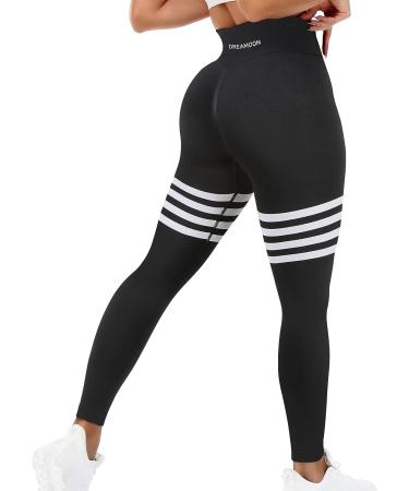 DREAMOON Seamless Butt Lifting Leggings | High Waisted Workout Yoga Pants | Gym Tights | Upgrade Butt Lifting | Black with Logo | Large - Buy Online on SooperMarket.com