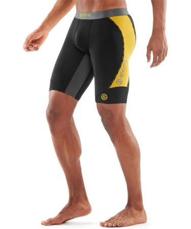 Skins Men's DNAmic 1/2 Tights - XS Black/Citron | Performance Half Tights for Ultimate Comfort - Buy Online on SooperMarket.com