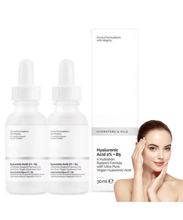 Hyaluronic Acid 2% + B5 Skincare Serum Hyaluronic Acid For Face Hydrated Hyaluronic Acid Serum for Face to Plump and Smooth Skin  Face Serum for Women & Men Skin Care. (2pcs)