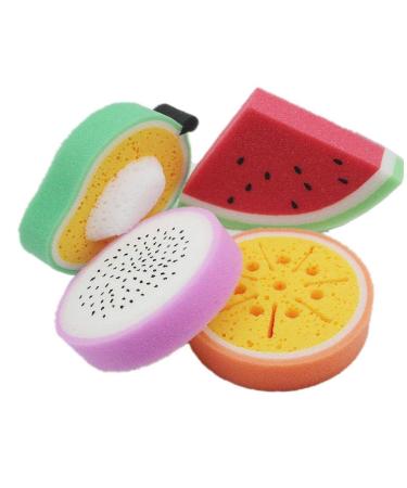3 Pcs Cartoon Bath Sponge Cleaning Sponge Bath Bathroom Supplies Set Fruit Shape Stock Sponge