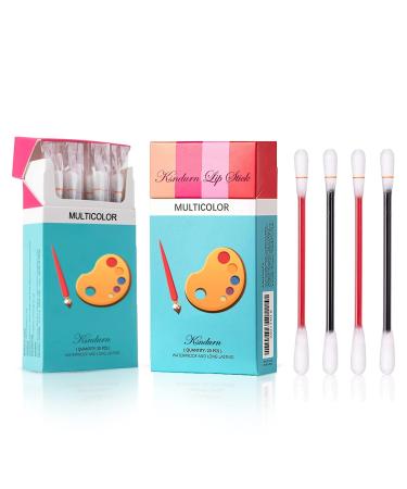 Ksndurn 40 PCS Lipstick Tattoo Cotton Swabs  40 PCS Multicolor Lip Tint - Long Lasting Waterproof Liquid Non-Stick Lip Stain Set Colorful