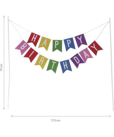 Dekora - Happy Birthday Bunting Cake Topper - Birthday Cake Topper With Colorful Bunting Happy Birthday Flags - Buy Online on SooperMarket.com