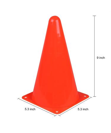 CARTMAN 9 Inch 12 Pack Plastic Training Cones - Indoor Outdoor Traffic Cones for Soccer, Skating, Football, Basketball - Field Marker Agility Cones for Festive Events - Buy Online on SooperMarket.com