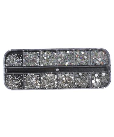 Nail Art Gems Flat Back Round Nail Rhinestones AB Mixed Nail Crystals for DIY Crafts 1Box nail art gems