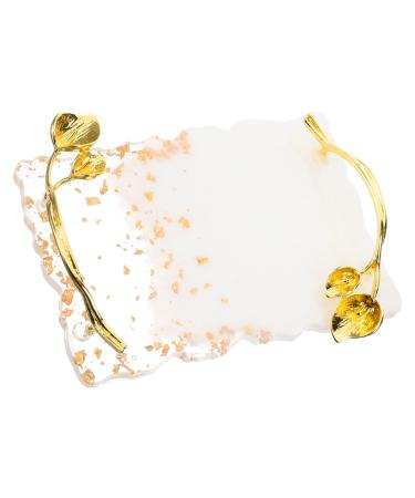 Baluue Resin Nail Art Palette Gold Handle Nail Holder Color Makeup Foundation Mixing Tool Display Board Gel Nail Art Painting Tray Cake Dessert Stand for Manicure