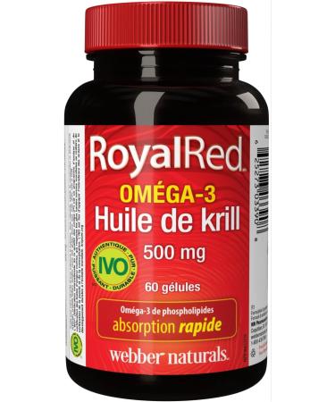 Webber Naturals RoyalRed Krill Oil 500 mg 60 Softgels Supports Cardiovascular Health and Brain Function Antioxidant Support Omega - Buy Online on SooperMarket.com