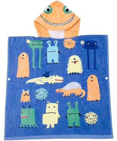 100% Cotton Hooded Bath Towel Poncho for Kids | Soft Warm Beach & Bath Towel with Big Monster Motif - Buy Online on SooperMarket.com