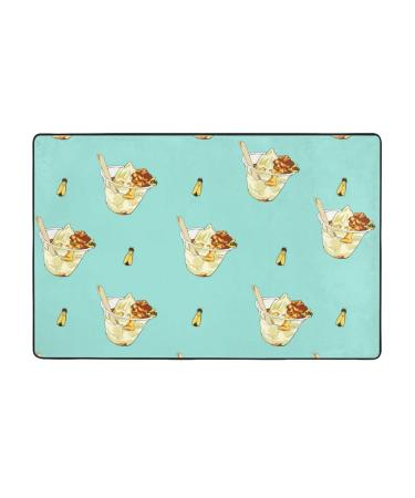 Flannel Carpet Honey Sundae Pattern 60 x 39 in Non-Slip Durable Suitable for Living Room and Office Bedroom