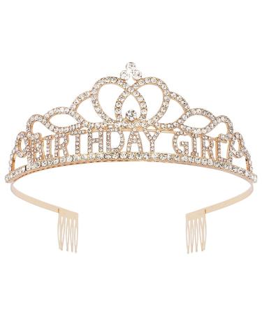 ATODEN Birthday Tiara Crowns for Girls Princess Tiara Crowns and Tiaras for Women Comb Headband Crystal Tiara Rhinestones Hair Band Birthday Decorations Favors Hair Accessories (Gold) Girl-01