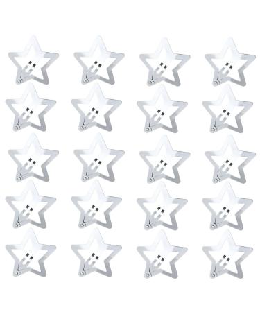 Star Hair Clips 20 Pieces Small Metal Snap Hair Clips Hair Barrettes Hair Accessories Silver