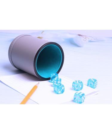 PU Leather Dice Cup Set - Quiet Shaking for Various Games - Includes 6 Regular Dice - Lake Grey - Buy Online on SooperMarket.com