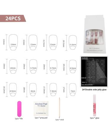 WOOXDYUK Nail Art Set - 24 Medium French Tip Press On Nails with Crystal Butterflies Imported Jelly Glue + Nail Rub & Remover for Perfect Nail Designs - Buy Online on SooperMarket.com