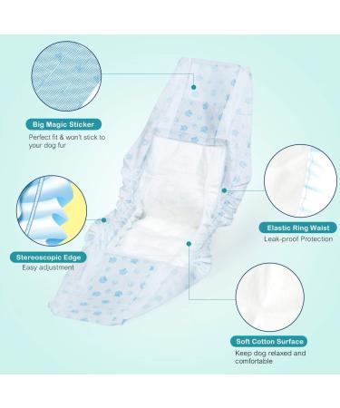 24 Pack S Disposable Dog Diapers for Male Dogs - Fits Waist 30-48cm | Small White - Premium Absorbent & Leakproof - Buy Online on SooperMarket.com